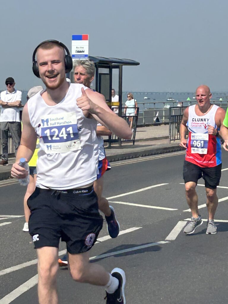 Runner, Dominic Heron, taking part in Southend Half Marathon 2023